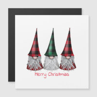 Scandinavian Gnomes in Buffalo Plaid Magnetic Card