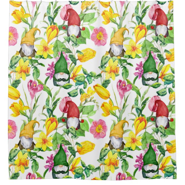 Scandinavian gnomes: spring floral watercolor. (Front)