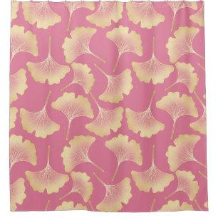 Scandinavian Gold Ginkgo Botanical Pink Pattern