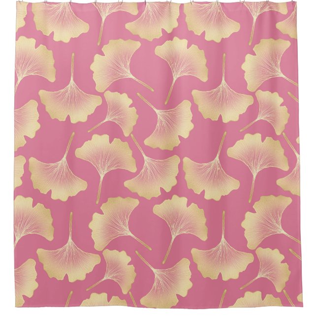 Scandinavian Gold Ginkgo Botanical Pink Pattern (Front)