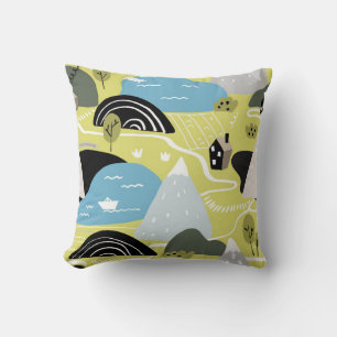 Scandinavian graphic illustration seamless pattern throw pillow