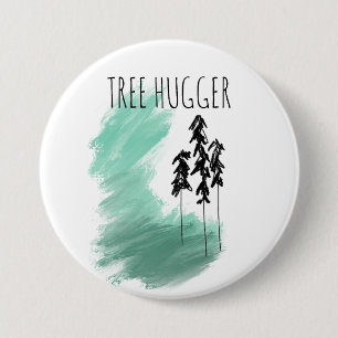 Scandinavian green tree art simple modern mint 3 inch round button