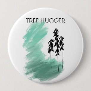 Scandinavian green tree art simple modern mint   4 inch round button