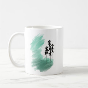 Scandinavian green tree art simple modern mint bab coffee mug