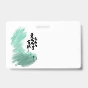 Scandinavian green tree art simple modern mint badge