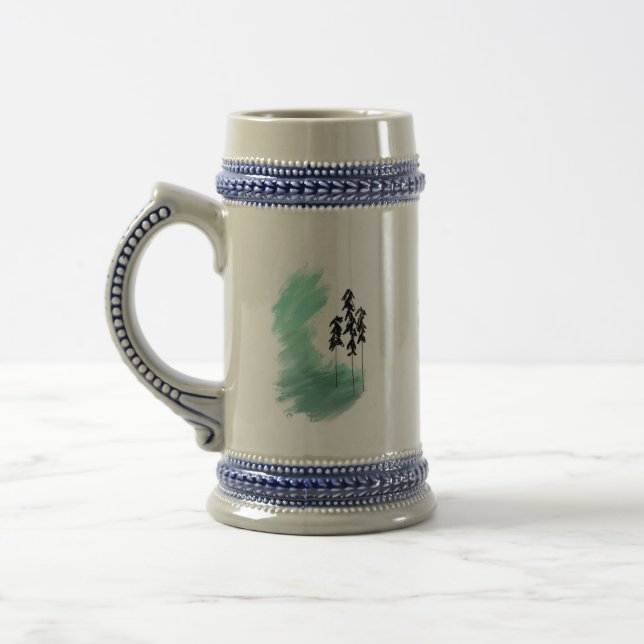 Scandinavian green tree art simple modern mint   beer stein (Left)