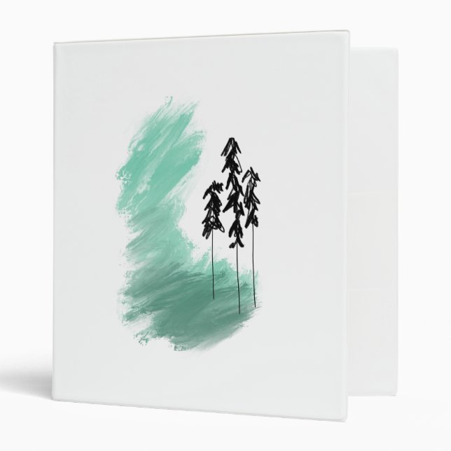 Scandinavian green tree art simple modern mint   binder (Front/Inside)