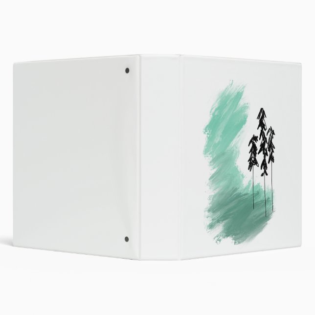 Scandinavian green tree art simple modern mint  binder (Background)