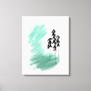Scandinavian green tree art simple modern mint canvas print