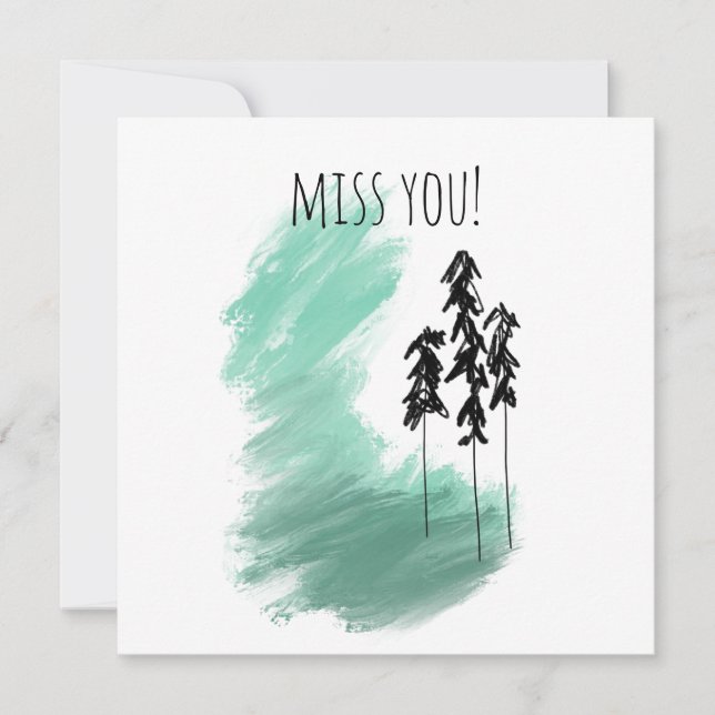 Scandinavian green tree art simple modern mint card (Front)