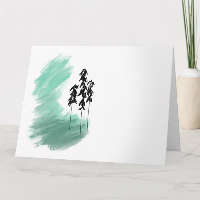Scandinavian green tree art simple modern mint   card (Front)