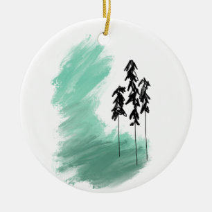 Scandinavian green tree art simple modern mint ceramic ornament