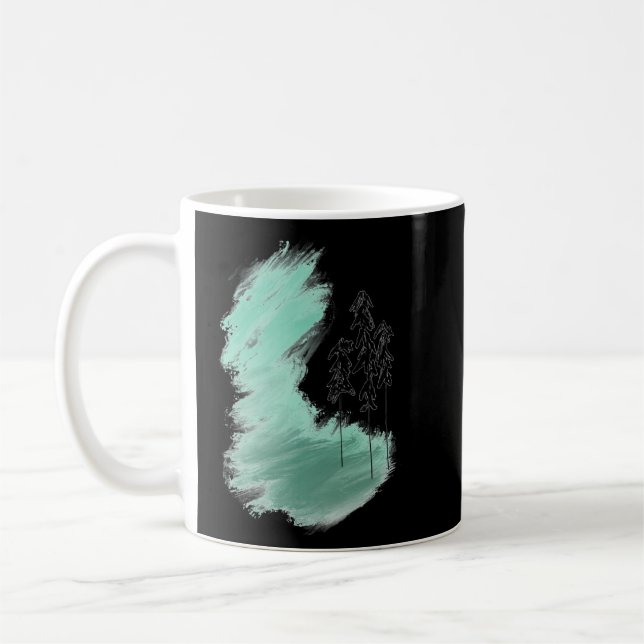Scandinavian green tree art simple modern mint coffee mug (Left)