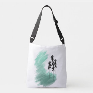 Scandinavian green tree art simple modern mint   crossbody bag
