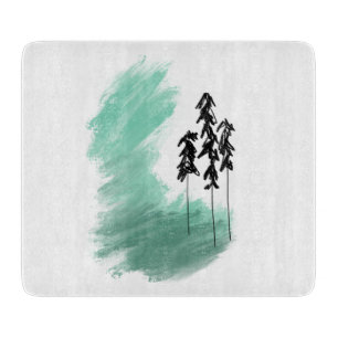 Scandinavian green tree art simple modern mint cutting board
