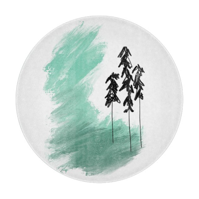 Scandinavian green tree art simple modern mint  cutting board (Front)