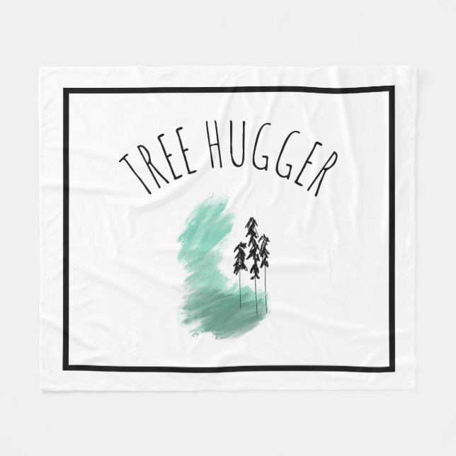 Scandinavian green tree art simple modern mint   fleece blanket (Front (Horizontal))