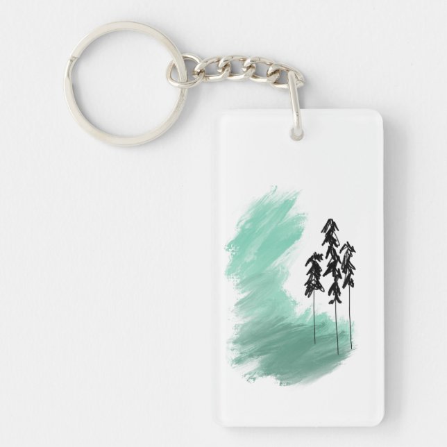 Scandinavian green tree art simple modern mint   keychain (Front)