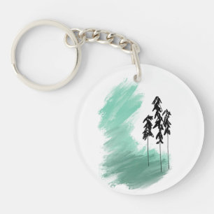Scandinavian green tree art simple modern mint keychain
