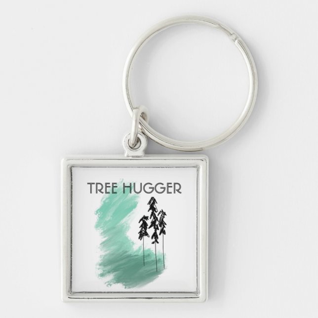 Scandinavian green tree art simple modern mint   keychain (Front)