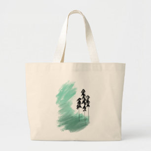Scandinavian green tree art simple modern mint   large tote bag