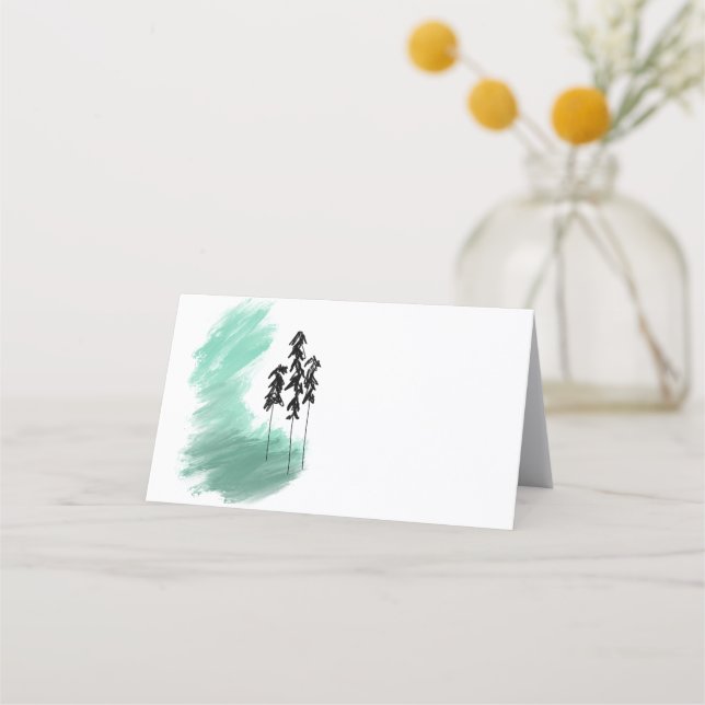 Scandinavian green tree art simple modern mint  loyalty card (Front)