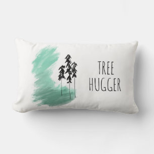 Scandinavian green tree art simple modern mint lumbar pillow