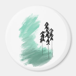 Scandinavian green tree art simple modern mint magnet