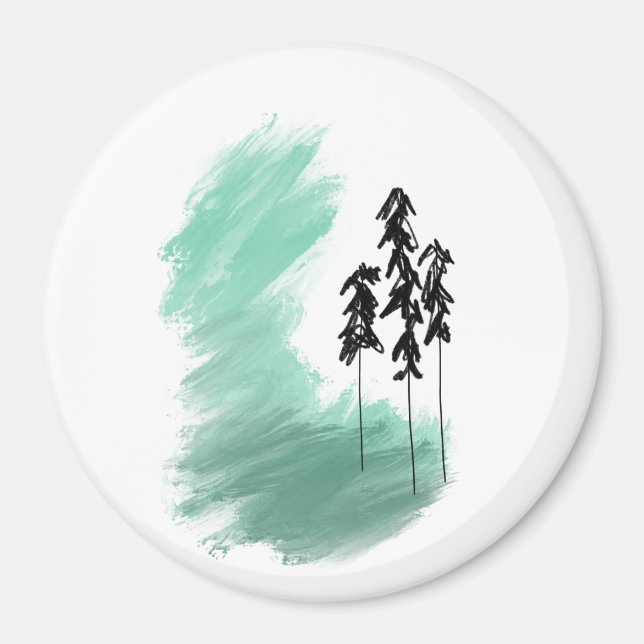 Scandinavian green tree art simple modern mint  magnet (Front)