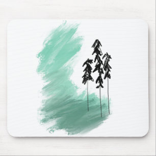 Scandinavian green tree art simple modern mint   mouse pad