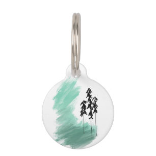 Scandinavian green tree art simple modern mint pet tag