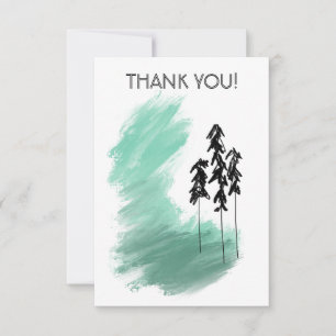 Scandinavian green tree art simple modern mint   thank you card