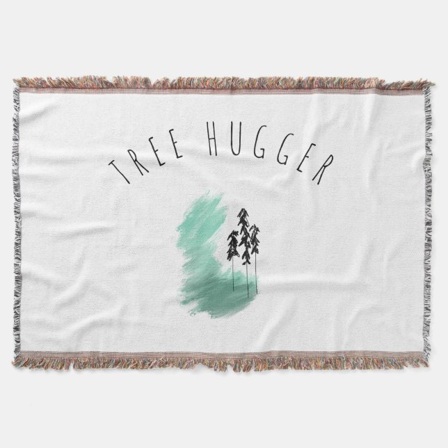 Scandinavian green tree art simple modern mint  throw blanket (Front)
