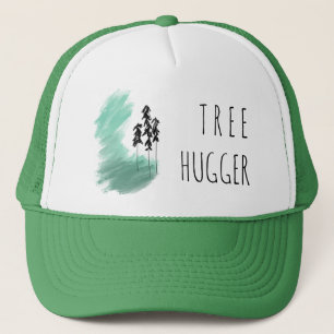 Scandinavian green tree art simple modern mint  trucker hat