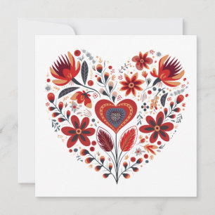 Scandinavian Heart Shaped Valentines Holiday Card