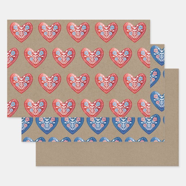 Scandinavian Heart Wrapping Sheets (Set)