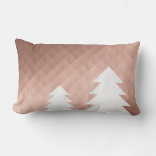 Scandinavian home deco winter holidays pink gold lumbar pillow