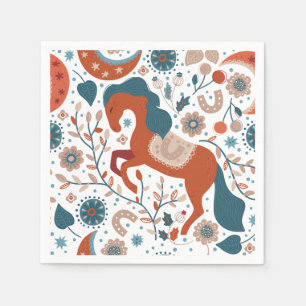 Scandinavian Horse Cute Napkin