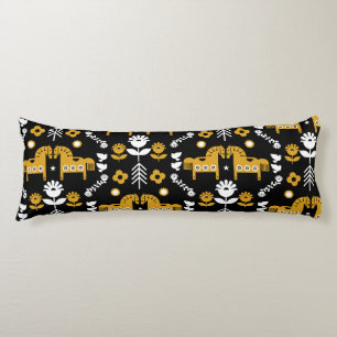 Scandinavian Horse Folk Art Body Pillow