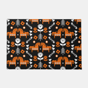 Scandinavian Horse Folk Art Doormat