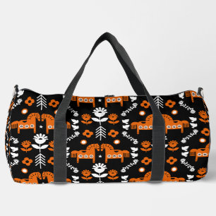 Scandinavian Horse Folk Art Duffle Bag