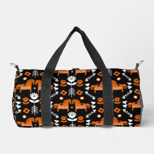 Scandinavian Horse Folk Art Duffle Bag