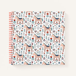 Scandinavian Horse Folk Art Pattern Notebook