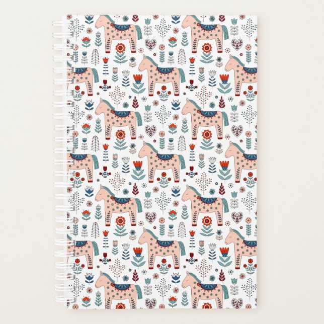 Scandinavian Horse Folk Art Pattern Planner (Front)
