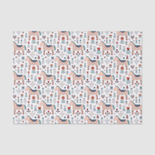Scandinavian Horse Folk Art Pattern Tissue Paper