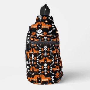 Scandinavian Horse Folk Art Sling Bag