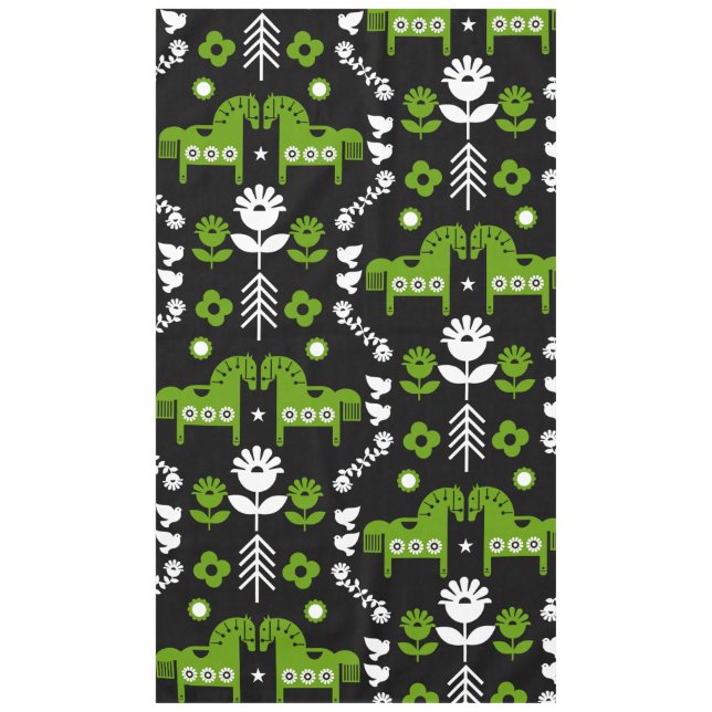 Scandinavian Horse Folk Art Tablecloth (Front)