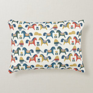 Scandinavian Horses: Colourful Folk Art Accent Pillow