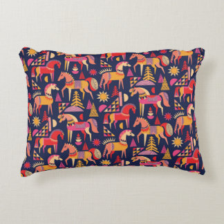 Scandinavian Horses: Decorative Seamless Design Accent Pillow