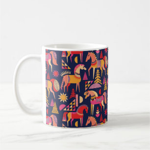 Scandinavian Horses: Decorative Seamless Design Coffee Mug